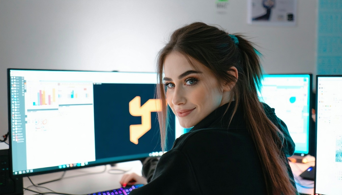 Giovane donna davanti al computer mentre guarda un logo finito per BIMI Compliance-30-lug-2025-05-57-27-4116-PM